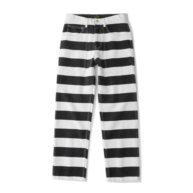 Motorcycle Gear Jeans - 16oz 100% Cotton Heavyweight Striped Work