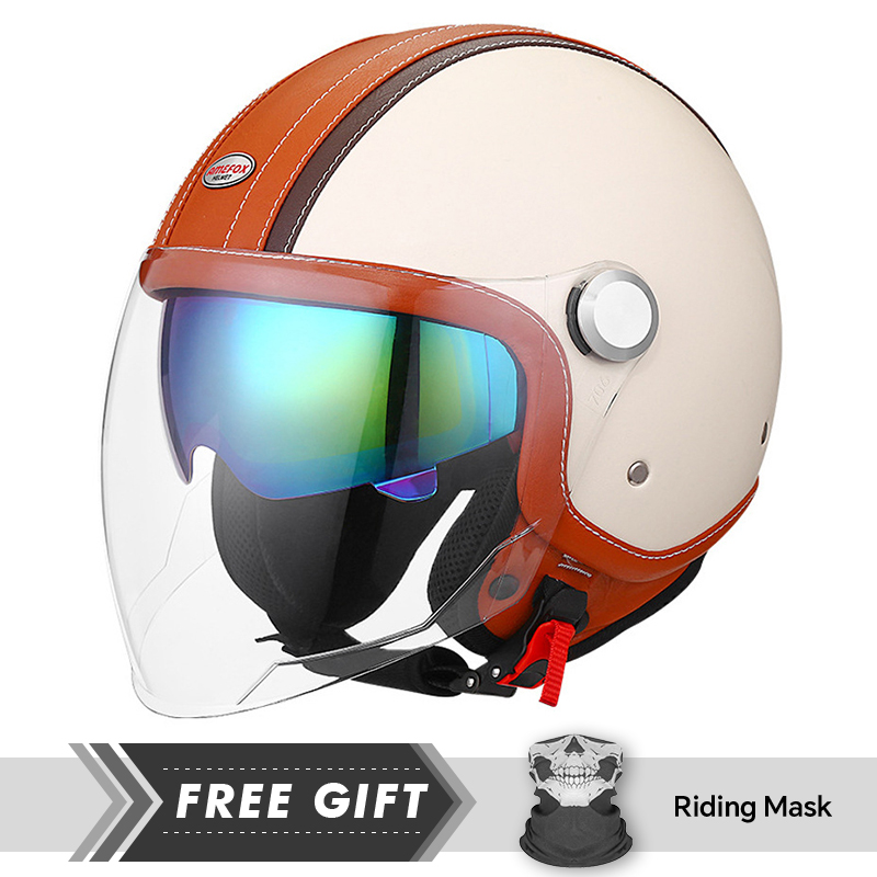Motorcycle Gear Store - White Orange Original Open Face Motorcycle