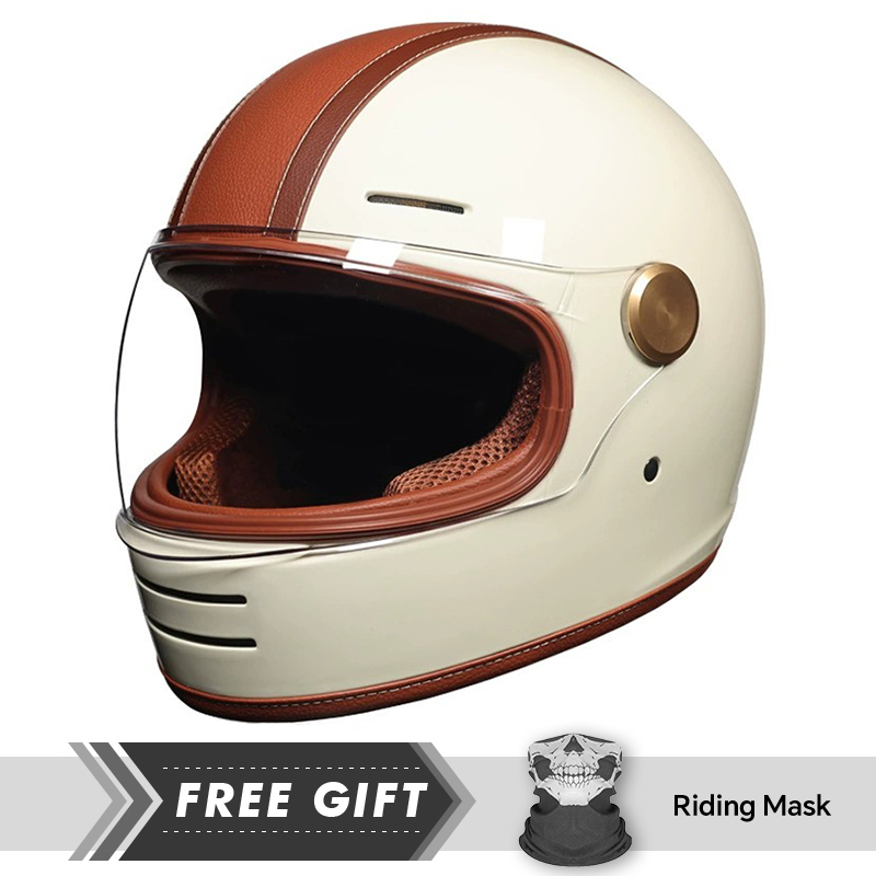 Motorcycle Gear Store - DOT Approved Retro Leather Full Face
