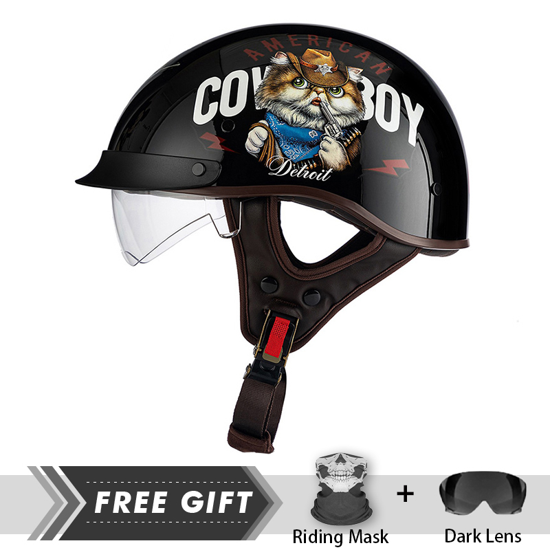 Motorcycle Gear Store - Crash Headpiece Half Face Helmet Men