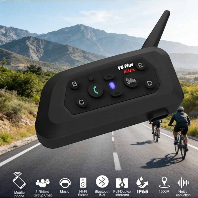 Intercom Headset Helmet - V6 PRO+ 6 Riders Waterproof Motorcycle