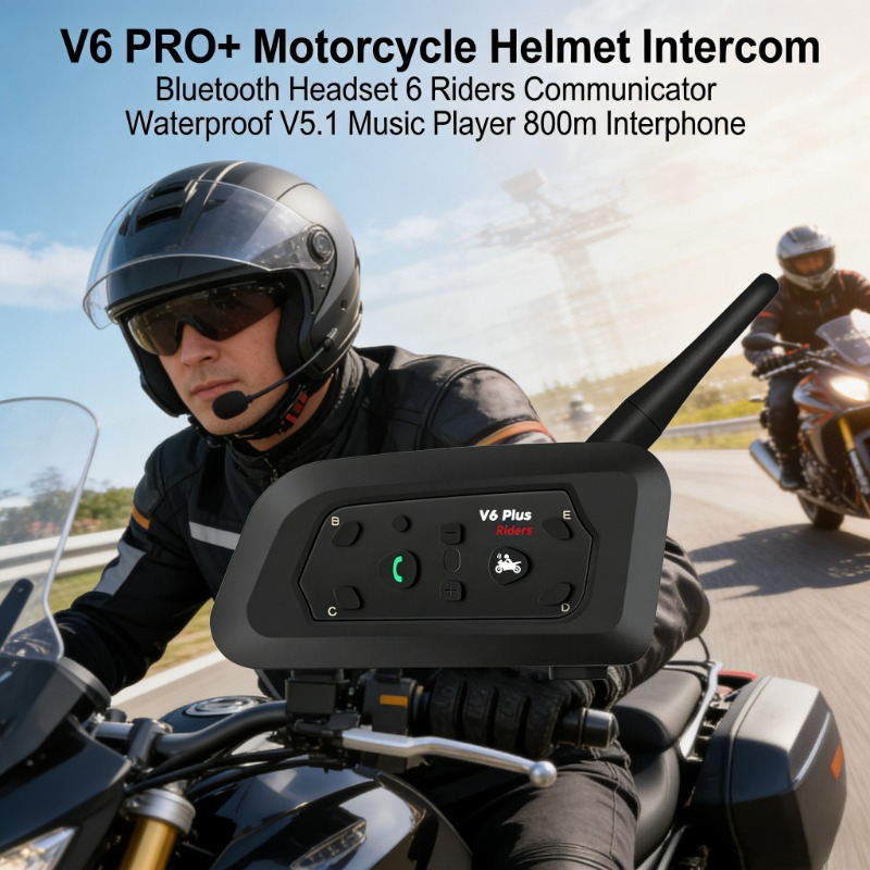 Intercom Headset Helmet - V6 PRO+ Motorcycle Intercom BT5.1 6