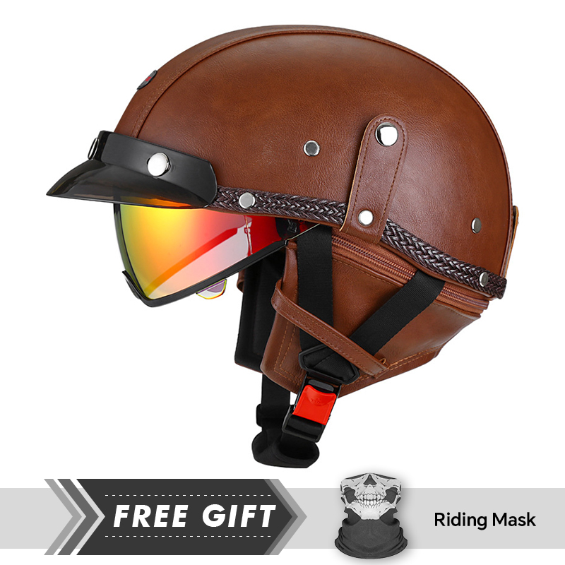 Motorcycle Gear Store - Adult Retro Half Face Helmet DOT