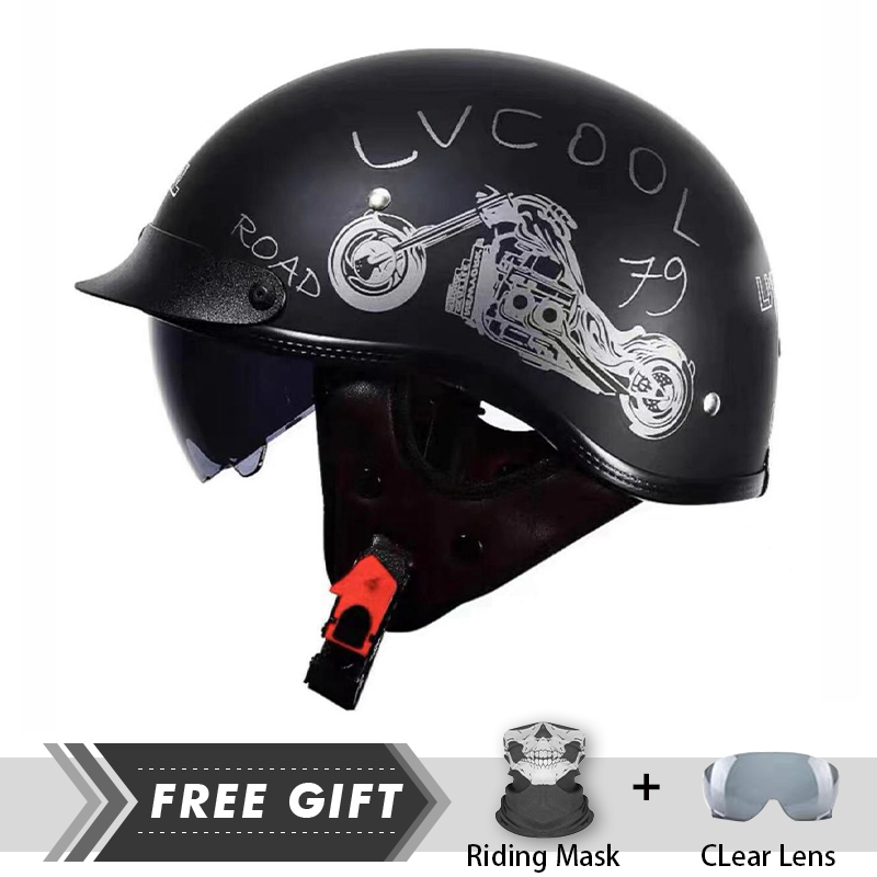 Men Women Half Face Helmet ABS - огляд і ціна Motorcycle Gear Store